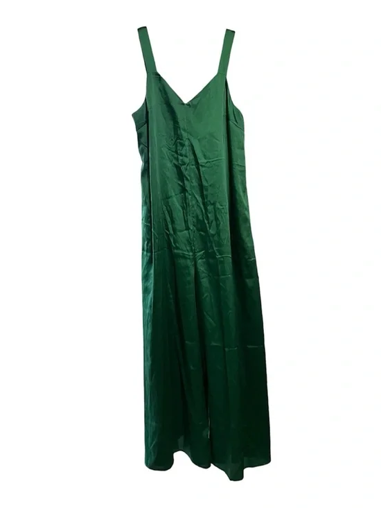 SILKY TWILL WIDE-LEG JUMPSUIT banana republic nwt Green Wide-Leg Satin Jumpsuit - Picture 3 of 5